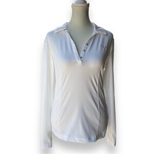 Puma White Collared Long Sleeve Golf Top | Size Medium